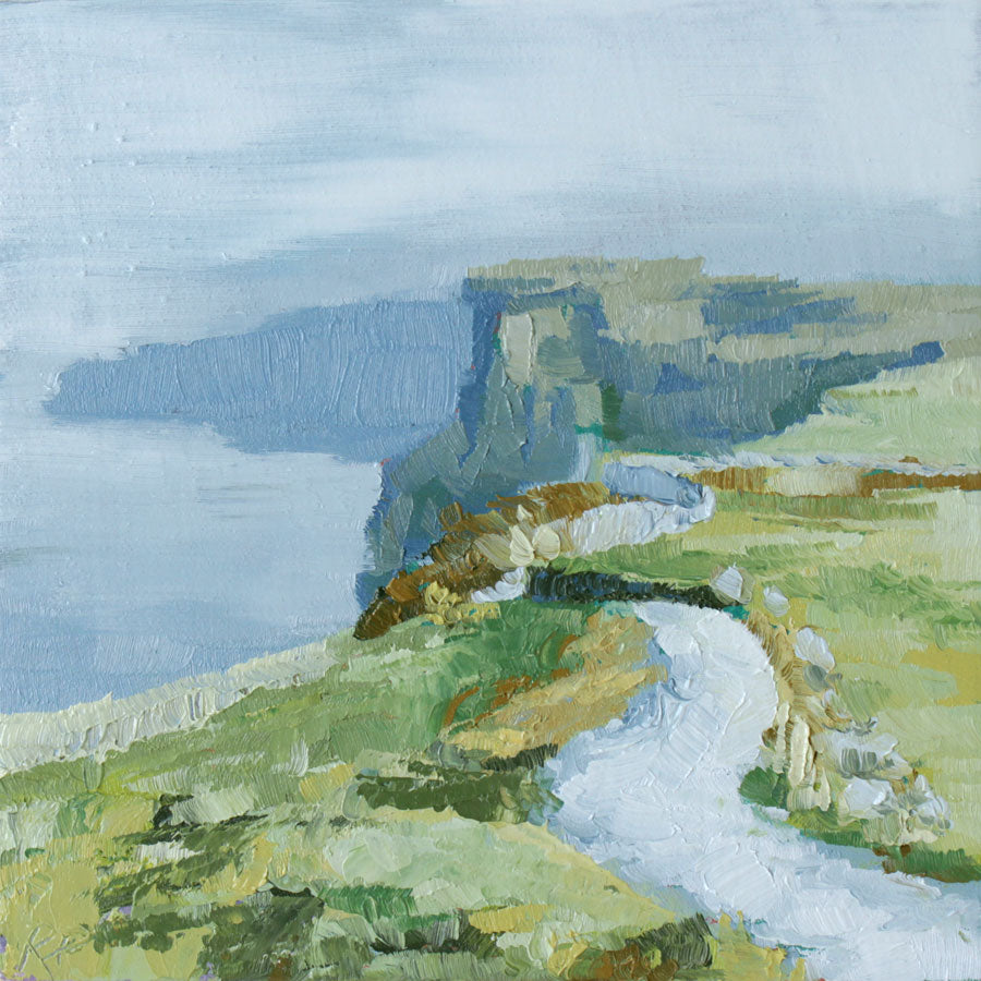 oil painting of the path that leads along the Cliffs of Moher in County Clare, Ireland